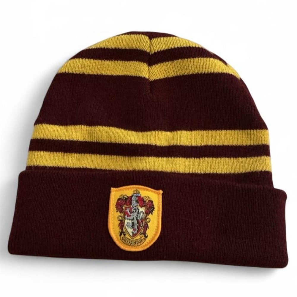 Harry Potter Gryffindor Beanie Unisex OS Burgundy Gold Striped Knit Hat